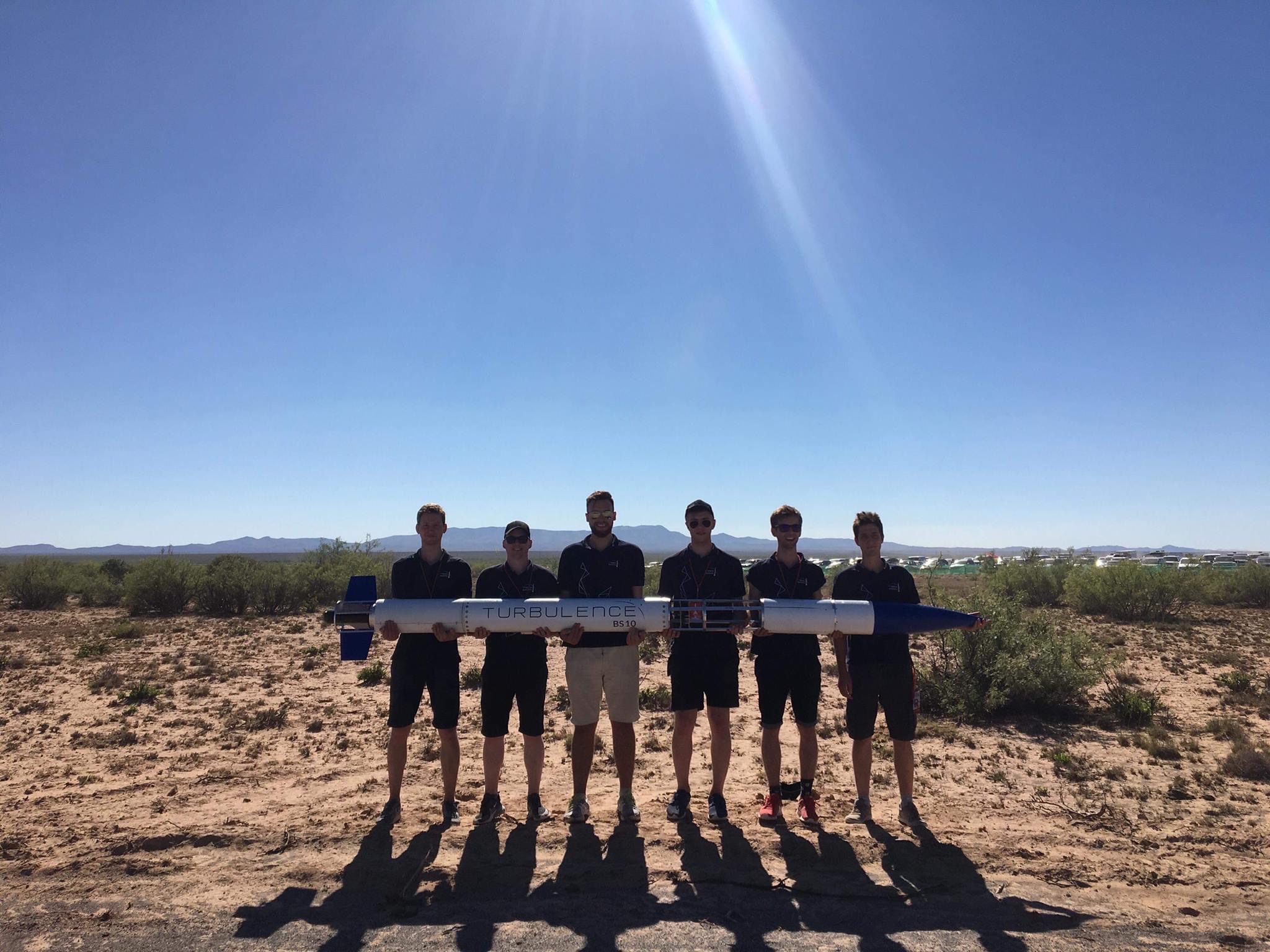 Piotr Wolanski and the AGH Space Systems team with the Turbulence rocket
